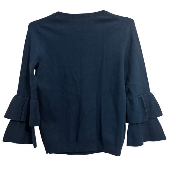 Ann Taylor NEW Navy Crewneck Ruffle 3/4 Sleeve Sweater XS - Picture 2 of 6